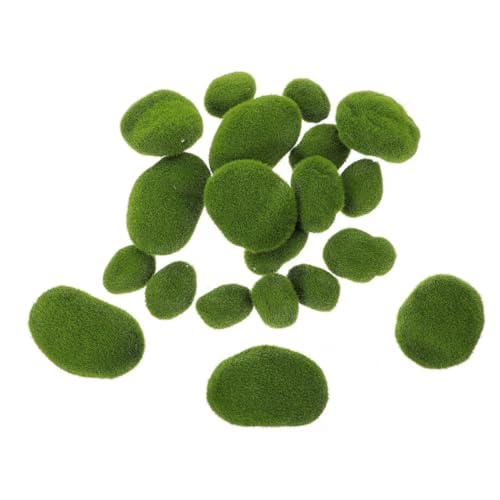 HOMSFOU 25 Stück Teiliges Künstliches Moos Steine Naturgetreue Grüne Mooskugeln in Vielseitig für Feengärten Blumenarrangements Bonsai und DIY Dekoration Realistische Moosoptik von HOMSFOU