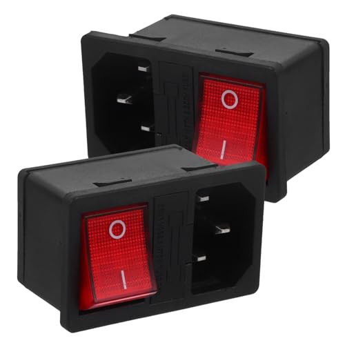HOMSFOU 2Stücke Ac Steckdosen mit Beleuchtetem Wippschalter und Integrierter Sicherung Platzsparende Lösung für Heimbüros für Elektronische Geräte und Austausch von HOMSFOU
