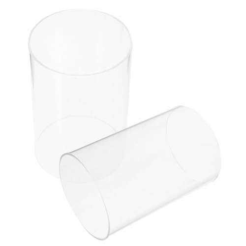 HOMSFOU 2er Set Zylindrische Glas-Kerzenhauben mit Windschutz - Transparente Kerzenständer für Stumpenkerzen (15x10 cm) von HOMSFOU