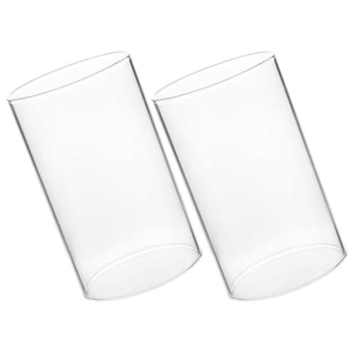 HOMSFOU 2er Set Zylindrische Glas-Kerzenhauben mit Windschutz - Transparente Kerzenständer für Stumpenkerzen (15x7 cm) von HOMSFOU