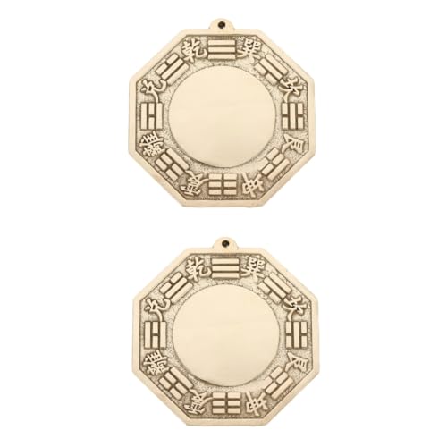 HOMSFOU 2st Klatschspiegel Feng-Shui-Spiegel Bagua- Vastu Bagua-verzierung Pakua Positiver Energie Feng Shui Ornament Messing Holz Schutz von HOMSFOU