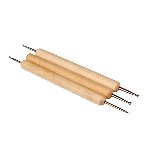 HOMSFOU 3 STÜCKE Teiliges Holz Skulpturwerkzeug Set Doppelseitige Töpfer und Tonmodellierwerkzeuge für Präzises Schnitzen Prägung Basteln und Tonkunst für Air Dry Clay und Kreative von HOMSFOU