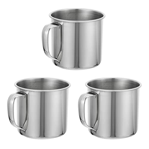 HOMSFOU 3 Stück Kinder-Wasserbecher Metall-Kaffeebecher Edelstahl-Kaffeebecher Mit Griff Edelstahlbecher Für Kinder Becher Für Kinder Kinderbecher Trinkbecher Aus Edelstahl 304 von HOMSFOU