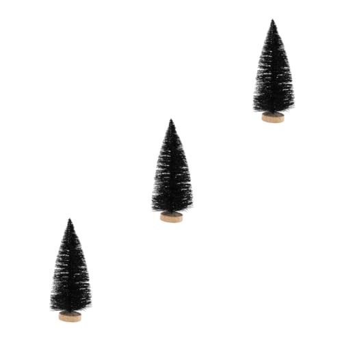 HOMSFOU 3st Kleiner Schwarzer Weihnachtsbaum Bleistift Weihnachtsbaum Mini-Weihnachtsbaum Landschaftsbäume Gefälschter Weihnachtsbaum Schneefrostbäume Miniatur Flaschenbürste Plastik von HOMSFOU