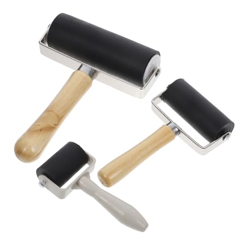 HOMSFOU 3 Stück Teiliges Gummiwalzen Set Druckrollen für Bastelarbeiten Malerei und Druckgrafik für Anfänger und Profis Langlebig und Vielseitig von HOMSFOU