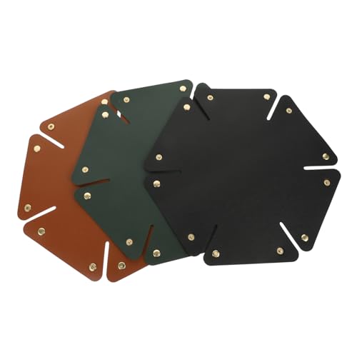HOMSFOU 3 Stück Teiliges Leder Desktop Tablett Stilvolle Schlüssel und Uhrenaufbewahrung Große Organizer Ablage in Schwarz Braun und Dunkelgrün Kratzfest Vielseitig für Büro und Zuhause von HOMSFOU