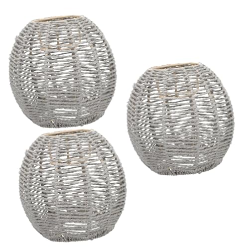 HOMSFOU 3 Stück Vintage Lampschirm Simulierter Rattan Stil Deckenlampe für Esszimmer Retro Design Kreativer Kronleuchter Lampenschirm für Wohnzimmer Hotel und Restaurant HOMSFOU 3 Stück Vintage Lampschirm Simulierter Rattan Stil Deckenlampe für Esszimmer Retro Design Kreativer Kronleuchter Lampenschirm für Wohnzimmer Hotel und Restaurant von HOMSFOU