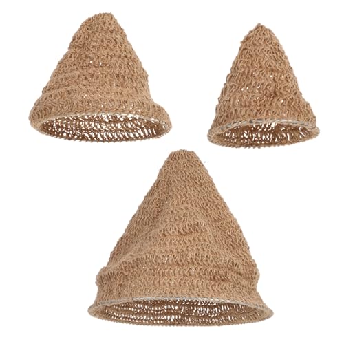 HOMSFOU 3 Stück geflochtene Jute-gewebte Lampenschirme für Pendelleuchten, handgewebte Boho-Deckenleuchteabdeckung mit Öffnung, natürliches, rustikales Seil-Lampenschirm für Zuhause, Hotel, Restaurant von HOMSFOU