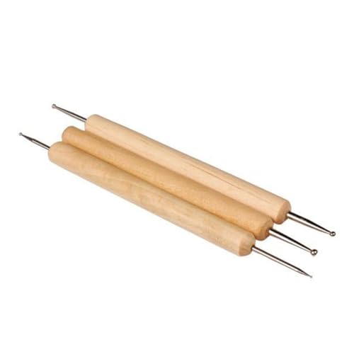 HOMSFOU 3 Stücke Teiliges Holz Knetwerkzeug Set für Modellierung und Töpferkunst Doppelseitige Werkzeuge für Schnitzen Formen und Basteln von HOMSFOU