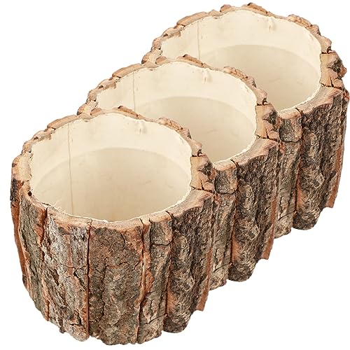 HOMSFOU 3st Blumenkübel Drehteller Holzblock Für Blumentöpfe Bonsaischalen Aus Holz Sukkulententopf Aus Holz Bonsai-töpfe Blumenbehälter Pflanzen Kunstpflanze Kaktus Hölzern Protokoll von HOMSFOU