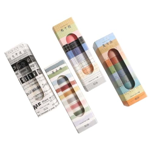 HOMSFOU 4 Boxen Washi Tape Buntes Dekoratives Klebeband für DIY Scrapbooking mit Verschiedenen Mustern Hochwertiges Papier Klebstark für Kreative Bastelprojekte und Tagebuchgestaltung von HOMSFOU