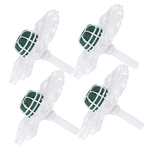 HOMSFOU 4 Sätze Brautstraußhalter mit Blumenkante Hochzeit Blumenhalter mit Weißer Spitzenmanschette Langlebiger Blumenstraußgriff für Braut und Hochzeitsfeier Praktische DIY Floristik von HOMSFOU