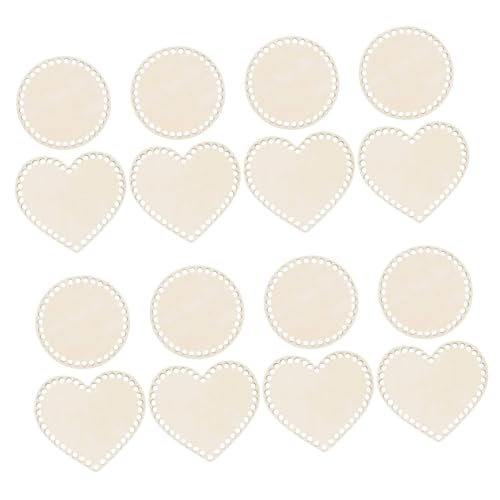 HOMSFOU 4 Sätze Holz Bodenplatte Für DIY Häkelkörbe Teiliges Mit Runden Und Herzförmigen Holzplatten Für Handtaschen Und Projekte Naturbelassen Und Vielseitig Einsetzbar 4 Stück * 4 von HOMSFOU