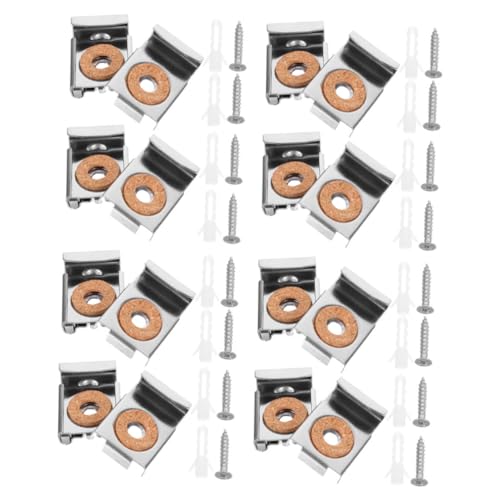 HOMSFOU 4 Sätze Spiegelclips aus Edelstahl mit Schrauben und Dübeln Heavy Duty Glashalter für Dickes Glas Präzise Verstellbare Minimalistische Montagesets für Rahmenlose Spiegel und von HOMSFOU
