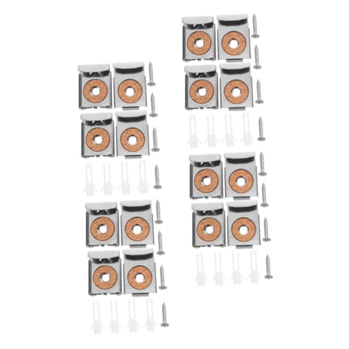 HOMSFOU 4 Sets robuste Metall-Spiegel-Clips-Set für dickes Glas, federbelastete Spiegelhalterklemmen mit Schrauben und Dübeln, sichere Wandmontagehalterungen von HOMSFOU