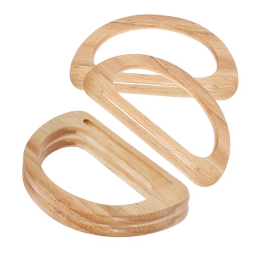HOMSFOU 4 Stück Holz Taschengriffe D-Form Beige Handgefertigte Holzgriffe für Strick- Makramee Strohtaschen Zubehör für DIY Handtaschen und Körbe von HOMSFOU