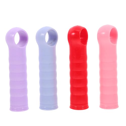 HOMSFOU 4 Stück Kunststoff-Endkappen für Wischmopp-Griff, ergonomischer Griff für einfache Installation, kompatibel mit verschiedenen Reinigungswerkzeugen, Rot, Lila, Blau, Rosa von HOMSFOU