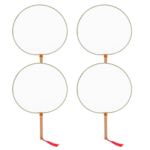 HOMSFOU 4 Stück Leerer handgefertigter Piezo -Fan Handfächer Stoff DIY Handventilator Chinesischer Handlüfter Handventilator für den Sommer japanischer Paddel-Fan Bastelfan Bambus Weiß von HOMSFOU
