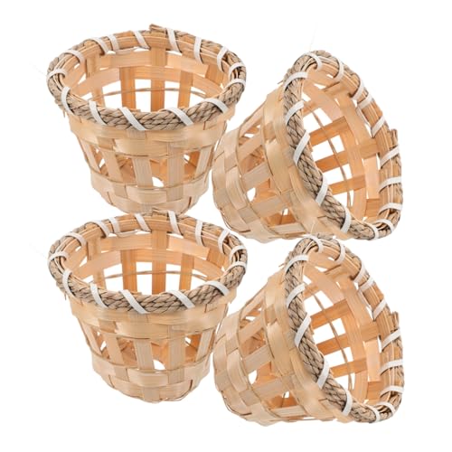 HOMSFOU 4 Stück Mini Lampenschirme Handgefertigt Kompakt Naturbelassen Vielseitig für Tischlampe und Miniaturlampen Rustikaler Blanke Oberfläche zum Individuellen Gestalten von HOMSFOU