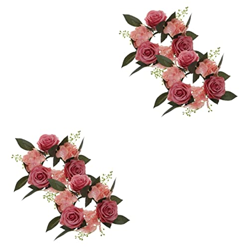 HOMSFOU Rose 4 Stück Tee Abendessen Hochzeit Hellrosa Kerze Dekorative Kerzen Vorne Mitte Serviettenhalter Weihnachten Gefälschte Akzente Blumen Blumenkränze Tisch Party Urlaub von HOMSFOU