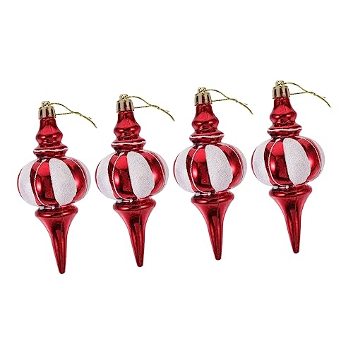 HOMSFOU 4 Stück Weihnachtskugeln Weihnachtsschmuck Ball Bruchsichere Weihnachtssüßigkeiten-Ornamente Goldene Weihnachtskugelverzierungen Glitzernde Plastik Lob Süssigkeit Weihnachtsbaum von HOMSFOU
