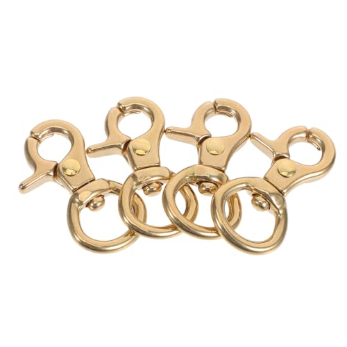 HOMSFOU 4 Stücke Reine Kupferfeder -Hakenschnalle Karabinerverschlüsse mit Federschnalle Hummerkrallenverschluss drehend Drehschalter Klauenverschluss Karabinerhaken Messing Golden von HOMSFOU