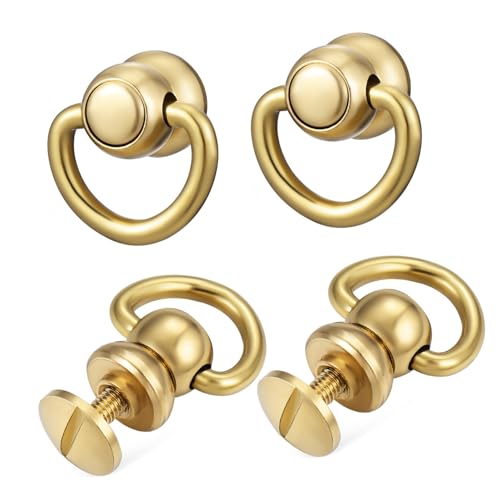 HOMSFOU 4 x D-Ring-Nieten aus Messing für Geldbörsenherstellung, Geldbörsenriemenverbinder, sicherer Verschluss, einfach zu bedienende Handtaschengurt-Verschlüsse für Handwerk und Heimwerker HOMSFOU 4 x D-Ring-Nieten aus Messing für Geldbörsenherstellung, Geldbörsenriemenverbinder, sicherer Verschluss, einfach zu bedienende Handtaschengurt-Verschlüsse für Handwerk und Heimwerker von HOMSFOU