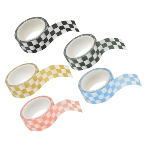 HOMSFOU 5 Rollen Retro Washi Tape mit Schachbrettmuster Vielseitiges Dekoratives Klebeband für DIY Scrapbooking Journaling Geschenkverpackung Fotoalben Bunte Farben für Kreative HOMSFOU 5 Rollen Retro Washi Tape mit Schachbrettmuster Vielseitiges Dekoratives Klebeband für DIY Scrapbooking Journaling Geschenkverpackung Fotoalben Bunte Farben für Kreative von HOMSFOU