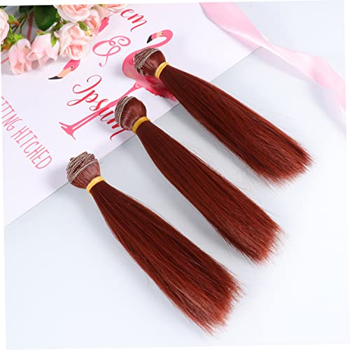 HOMSFOU 5stücke Hitzebeständige Glatte Haarperücke Für Puppen DIY-puppenperücken Schusshaarverlängerungen Handgefertigt Aus Seide Mit Gummiband von HOMSFOU