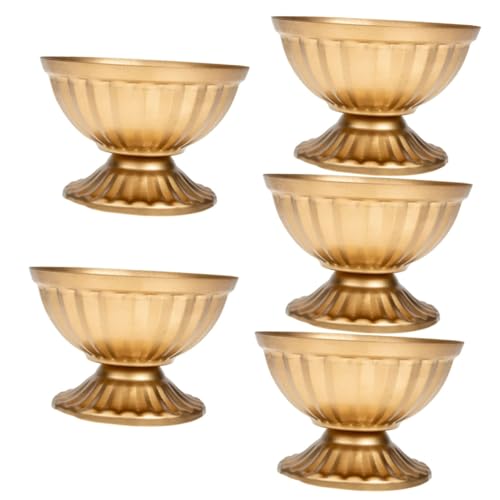 HOMSFOU Eisenblumentopf 5 Stück Hochzeits-Blumentopf Trompetenvase Goldene Vase Für Tafelaufsätze Blumenkrug Aus Metall Hochzeitsblumen Vintage-Vasen Goldenes Dekor Hochzeitsvase von HOMSFOU