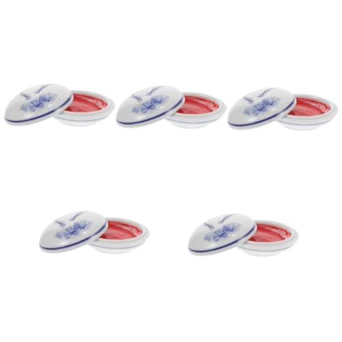 HOMSFOU 5 Stück Künstlerisches Stempelkissen Dekorativer Keramikbox Vielseitiges Pad für Kalligraphie und Malerei für Anwendungen zu Hause von HOMSFOU