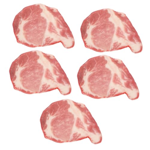 HOMSFOU 5 Stück Simulation Rindfleischscheiben Simulation Fleisch Vortäuschen Künstliches Steak Vorgetäuschtes Essen Wagyu-Rindfleisch Lebensmittel Westliche Küche Dekor Gefälschtes von HOMSFOU