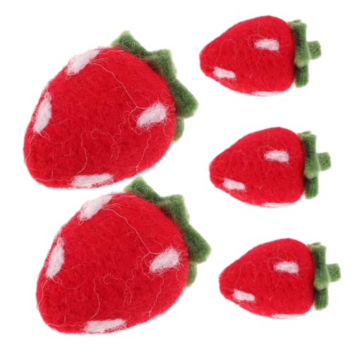 HOMSFOU 5 Stück Teiliges Filz erdbeeren Handgemacht für DIY Basteln Nadel Filz zubehör Realistische Beeren deko für Geburtstagsparty Festliche Heimdekoration Kreative Handwerksprojekte von HOMSFOU
