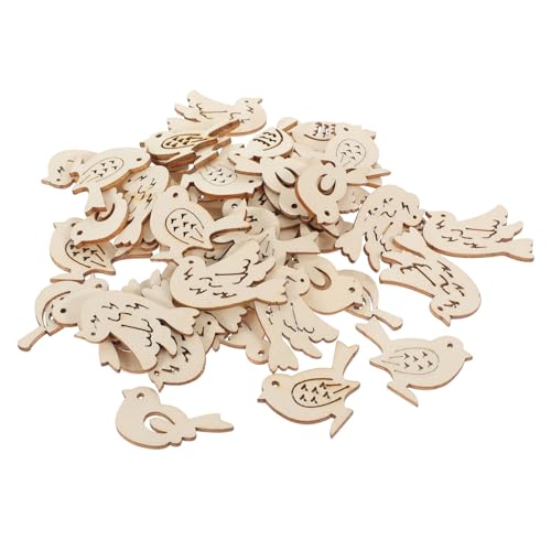 HOMSFOU 50 Stück Holzanhänger Vogelform Unlackiert Leichtes DIY Bastelset Für Scrapbooking Weihnachtsbaumdeko Kreative Holzscheiben Für Handgemachte Heimdekoration von HOMSFOU