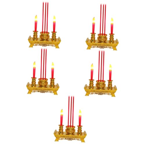 HOMSFOU 5st Batteriebetriebener Kegelschneider Räuchergefäß Geführter Leuchter Altar Kerzen Lampe Licht Schatzschale Chinesische Kerzenlampe Feng Buddhist Dropshipping Led Buddha-Statue von HOMSFOU