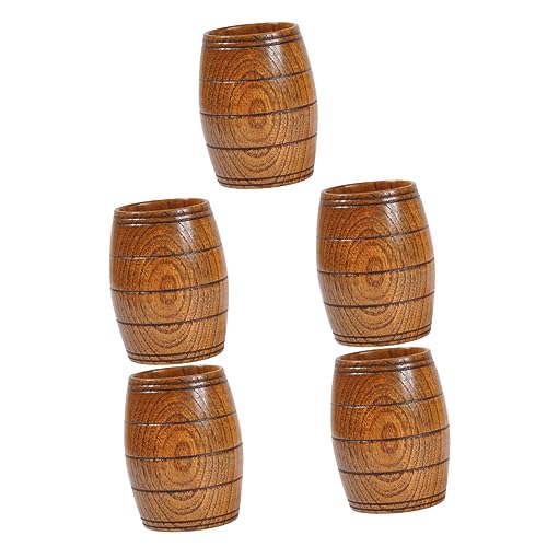 HOMSFOU 5st Holzbecher Vom Fasstyp Becher Aus Naturholz Kung-fu-teetasse Getränkebecher Aus Trinkbecher Handgefertigte Teebecher Bierbecher Krug Reisen Handbuch Wassergefäß von HOMSFOU