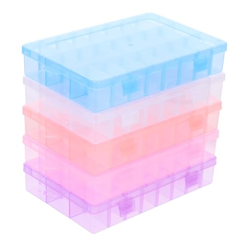 HOMSFOU 5stücke Kunststoff Box Für Schmuck Aufbewahrungsbox Perlen-Organizer-Box Medizinbox Ringhalter Stickgarn-Organizer Robust Und Verschleißfest Mit Glatten Kanten von HOMSFOU