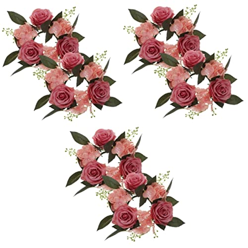 HOMSFOU Hausverzierung 6 Stück Akzente Mini Faux Home Hochzeit Feiertage Tisch Tee Kleine Blumen Für Weihnachten Kerze Dekorative Kränze Ring Rosa Halter Licht Gefälschte Türkerzen von HOMSFOU