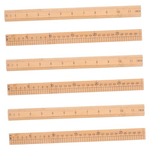 HOMSFOU 6 Stück Bambusmaßstäbe Doppel-Maßeinheit mit Schräger Kante Beidseitig Präzise Markierungen Langlebig für Nähen Zuschneiden Handwerk Schule und Büro von HOMSFOU