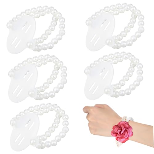 HOMSFOU 6 Stück Elastische Perlen Armbänder für Handgelenk mit Imitat Perlen DIY Braut Hochzeit Wrist Corsage Armbänder für Hochzeit Abschlussball Festliche Anlässe Komfortabel und von HOMSFOU