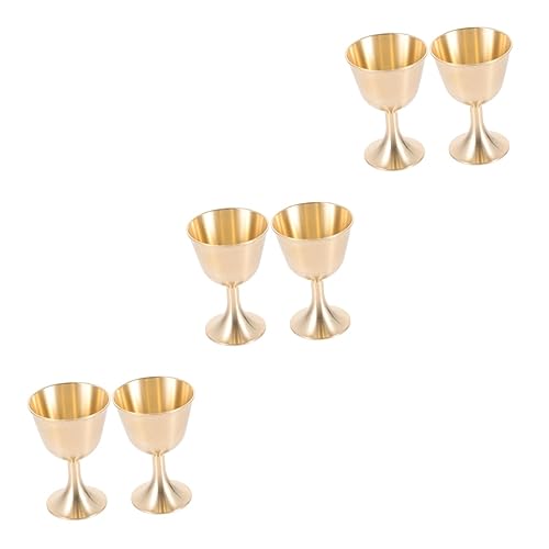 HOMSFOU 6 Stück Messing Weinglas Vintage Trinkgläser Gold Trinkgläser Vintage Wassergläser Mittelalter Weinkelch Messing Weinkelch Messing Kelchbecher Kupfer Weinglas Kupferglas von HOMSFOU