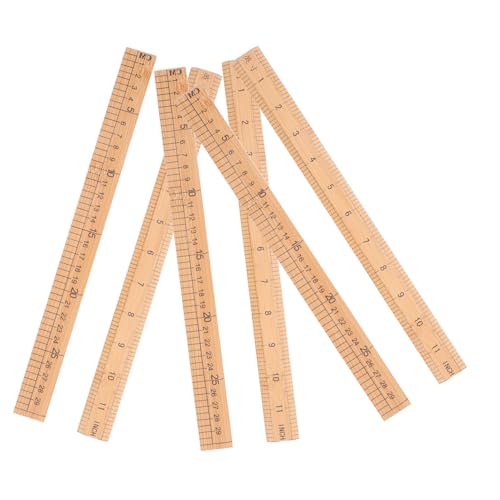 HOMSFOU 6 Stück Teiliges Bambus-doppelskalen-lineal Robustes Leichtes Schneiderlineal mit Abgeschrägter Kante für Nähen Zuschneiden Basteln Vielseitiges Maßwerkzeug für Schule und Büro von HOMSFOU