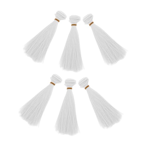 HOMSFOU 6 Stück Teiliges Weiß Hochtemperaturfaser Glatt Synthetische Perücken DIY Puppenhaar Basteln Cosplay Zubehör Ersatz für Puppen Frisurwechsel von HOMSFOU