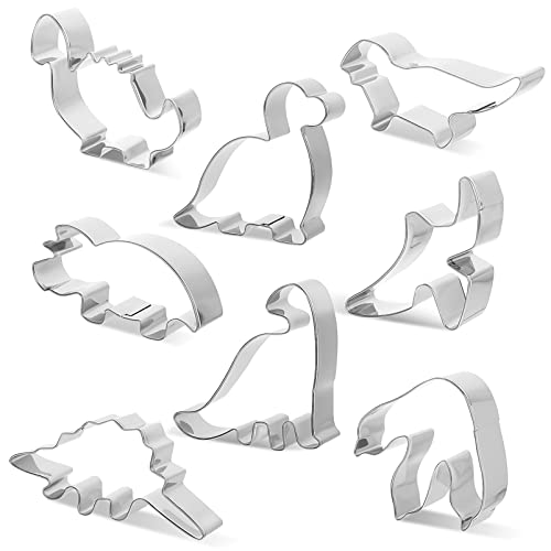HOMSFOU 8 STK Dinosaurier-ausstecher Backen Plätzchen Keksausstecher Backen Dinosaurierform Metall Formen Zum Schneiden Von Lebensmitteln Edelstahl 304 Brotmesser Kuchen Kind von HOMSFOU