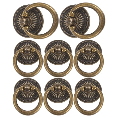 HOMSFOU 8 Stück Teiliges Antike Schrankgriffe Vintage Messingring Möbelgriffe aus Zinklegierung Einzelnes Loch Runde Drop-down-bügelgriffe für Küchen- Kommode Badezimmerschränke von HOMSFOU