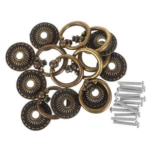 HOMSFOU 8 Stück Teiliges Antike Schubladengriffe Vintage Runde Ringknöpfe Europäischer Türgriff Bronze Einzelloch Möbelgriffe für Kommode Schrank Schublade von HOMSFOU