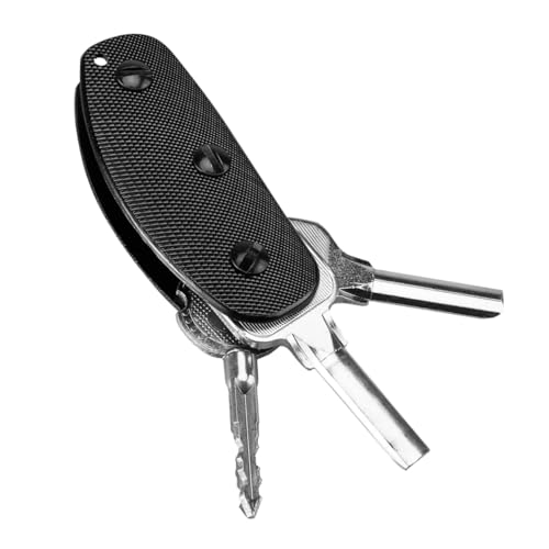 HOMSFOU Aluminium-Schlüsselhalter-Clip für den Außenbereich, schwarz, leicht, Aluminiumlegierung, rutschfeste Oberfläche, kompakt, passt bis zu Taschenwerkzeug für den täglichen Gebrauch von HOMSFOU