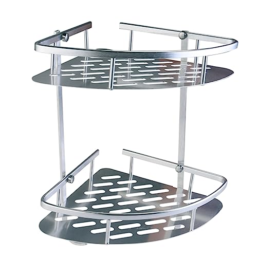 HOMSFOU Aluminiumbadregal Eckablage Duschregal Ohne Bohren Langlebig Und Stabil Für Badezimmer Shampoo Seife Und Handtücher Silber von HOMSFOU