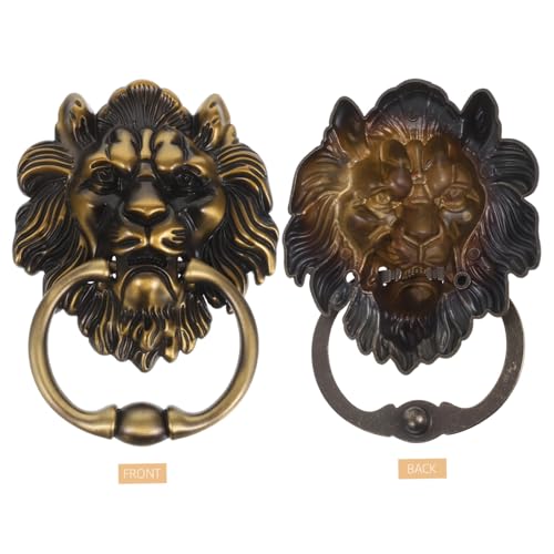 HOMSFOU Antiker Löwenkopf Türklopfer aus Zinklegierung Großer Ziehgriff mit Komfortablem Ring Chinesisch Inspiriertes Design in Bronze-grün für Türen Schränke und Kommoden Vielseitig und von HOMSFOU