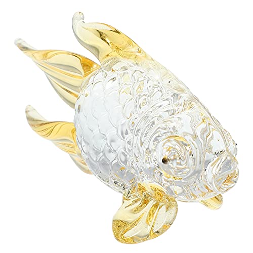 HOMSFOU Aquarium-Glas-Fisch-Skulptur: Kristall, kleine Fisch-Statuen, Kunst, Fisch-Sammlerstücke für Aquarien, Dekoration, Tischdekoration, Geschenk für Kinder, goldfarben von HOMSFOU